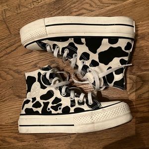 Custom platform cow print converse